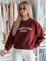 Dámska nadrozmerná mikina s potlačou COOKIES bordová FashionStreet BY1445 Dámska nadrozmerná mikina s potlačou COOKIES bordová FashionStreet BY1445