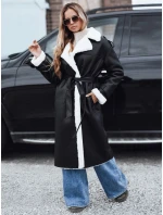 Dámsky zimný kabát CHICFROST dlhý čierny kožený FashionStreet TY4991 Dámsky zimný kabát CHICFROST dlhý čierny kožený FashionStreet TY4991