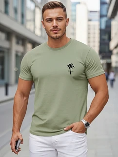Pánske bavlnené tričko s potlačou, zelené, FashionStreet NX5126R