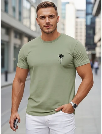 Pánske bavlnené tričko s potlačou, zelené, FashionStreet NX5126R Pánske bavlnené tričko s potlačou, zelené, FashionStreet NX5126R