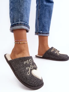 Damskie Klasyczne Kapcie Wsuwane Ocieplane Szare Mabira