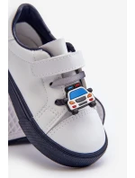 Dziecięce Sneakersy Trampki Z Przypinką Biało-Granatowe Pennyn