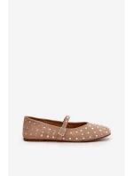 Zdobione Baleriny Z Paskiem Eko Zamszowe Beżowe Tirilissa