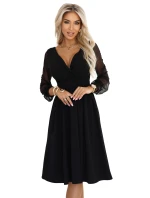 Elegantné midi šaty 657-1 čierne - Numoco