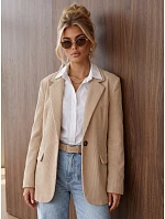 Dámska béžová kordová bunda FashionStreet PY0158 Dámska béžová kordová bunda FashionStreet PY0158