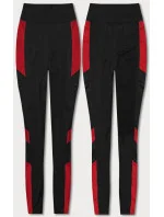 Čierno-červené športové legíny so vsadkami pozdĺž nohavíc (Y6841) Čierno-červené športové legíny so vsadkami pozdĺž nohavíc (Y6841)