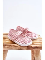 Dziecięce Baleriny Na Rzep W Print Różowe Selah