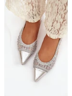 Dámské sandály s pletením na klíně stříbrné Nivorra