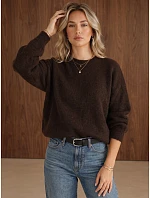 Dámsky oversize sveter s vlnou, čokoládová farba, FashionStreet MY2650 Dámsky oversize sveter s vlnou, čokoládová farba, FashionStreet MY2650