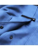 Dámsky krátky kabát s kapucňou modrý (gsq2311)