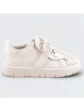 Béžové dámske športové topánky so zakrytým šnurovaním (RA2049)