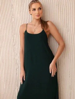 Dlhé šaty bez ramienok tmavozelené