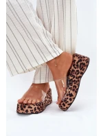 Klapki Damskie Z Transparentnym Paskiem Na Koturnie Panterka Meltiana