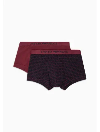 Pánske boxerky 2PACK 111210 3F504 56636 vínové s potlačou - Emporio Armani