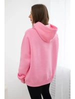 Zateplená bavlnená mikina s kapucňou Love light pink