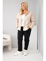 Dámska bunda Plus Size s kapucňou a nastaviteľným spodným lemom, béžová