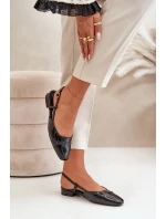 Lakierowane Baleriny Na Niskim Obcasie Z Odkrytą Piętą Czarne Kairael