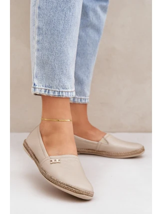 Eleganckie Skórzane Espadryle Damskie Zazoo 10177 Beżowe