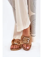 Płaskie Klapki Damskie Z Ozdobnym Detalem Camel Nellodra