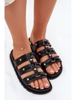 Klapki Damskie Z Paskami Czarne Pasiriela