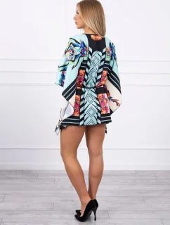 Netopierie šaty s viazaním v páse v mätovej farbe