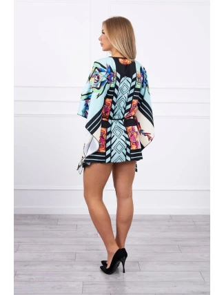 Netopierie šaty s viazaním v páse v mätovej farbe