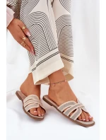 Klasyczne Klapki Damskie Płaskie Beżowe Scazze