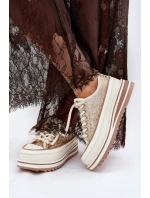 Trampki Damskie Na Masywnej Platformie S.Barski BF51-101 Beżowe