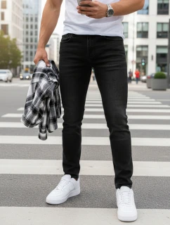 Pánske džínsy slim fit čierne FashionStreet UX4483