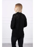 Sveter s polovičným rolákom a kosoštvorcovým vzorom čierny Sveter s polovičným rolákom a kosoštvorcovým vzorom čierny