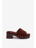 Dámské pantofle na platformě se zlatými sponami čokoládové Davessa