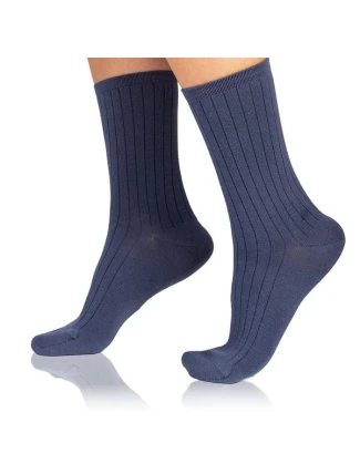 Dámske modalové ponožky FANCY RIB MODAL SOCKS - BELLINDA - modré