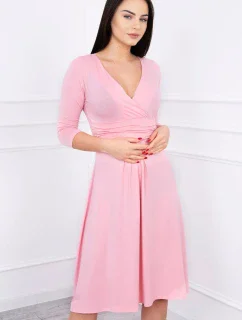 Šaty s prestrihom pod prsiami púdrovo ružové