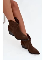 Wsuwane Botki Kowbojki Damskie Z Naturalnego Zamszu Czekoladowe Beretta