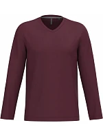 Kariban K 358 Pánske tričko s výstrihom do V a dlhými rukávmi 20.K358 wine