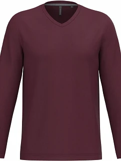 Kariban K 358 Pánske tričko s výstrihom do V a dlhými rukávmi 20.K358 wine