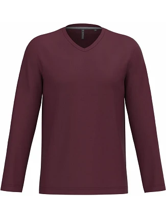 Kariban K 358 Pánske tričko s výstrihom do V a dlhými rukávmi 20.K358 wine