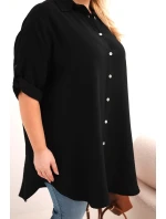 Dámske tričko z viskózy v nadmernej veľkosti s dlhším chrbtom Black Dámske tričko z viskózy v nadmernej veľkosti s dlhším chrbtom Black