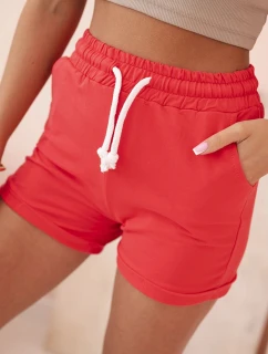 Dámske bavlnené šortky s elastickým pásom malinové