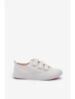 Młodzieżowe Niskie Trampki Na Rzep Białe Dilan