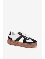 Sneakesy Damskie Na Platformie Biało-Czarne Sivirae