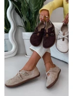 Barefoot Dámske kožené semišové poltopánky s remienkami Zazoo N1271 Beige Barefoot Dámske kožené semišové poltopánky s remienkami Zazoo N1271 Beige