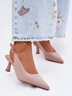 Materiálové sandály na podpatku Špinavě růžové Delessa