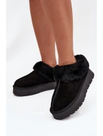 Skórzane Zamszowe Śniegowce Damskie Z Futerkiem Czarne Mivelle