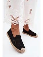 Dámske čipkované espadrilky z látky Black Candessa Dámske čipkované espadrilky z látky Black Candessa