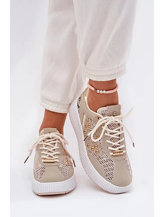 Dámska športová obuv YY-157 beige with white - Step in style
