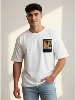 Pánske bavlnené tričko s potlačou biele FashionStreet RX5301