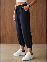 Dámske joggerové nohavice s gumou v páse, tmavomodré, FashionStreet UY3166 Dámske joggerové nohavice s gumou v páse, tmavomodré, FashionStreet UY3166