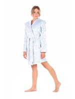 Dámsky župan s kapucňou Flora Short 4856 Patterned Ice Blue - Vestis
