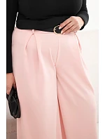 Dámske Plus veľkosť široké nohavice s opaskom Powder Pink Dámske Plus veľkosť široké nohavice s opaskom Powder Pink